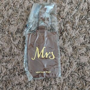 Montana West Brown Leather 'Mrs' Luggage Tag with Gold Script